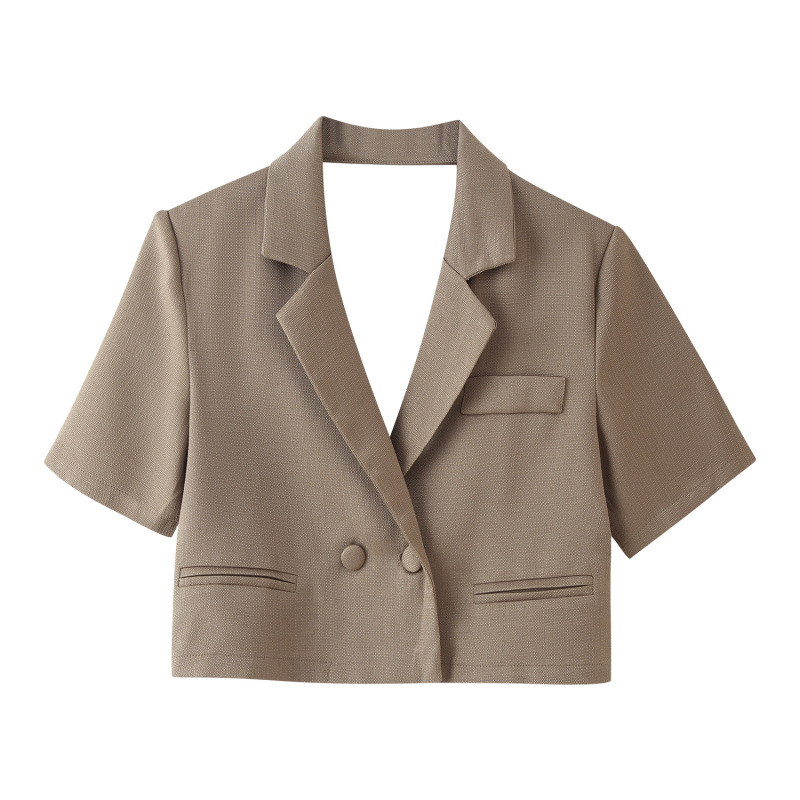 Aliexpress Women's Clothing Foreign Trade 2026 Summer New French Style Fashionable Backless Hot Girl Style Short Blazer