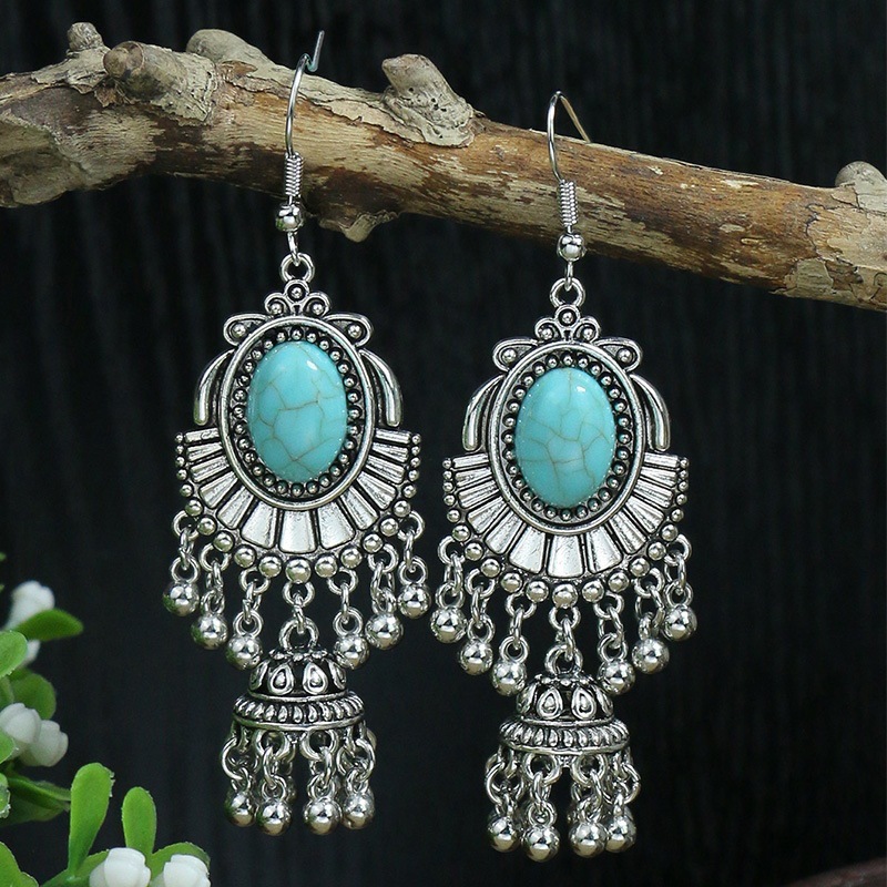 Women's Gender 1 Pair Ethnic Style Geometric Plating Alloy Turquoise Drop Earrings