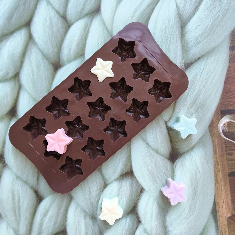 15 incluso estrella de chocolate de cinco puntas 531 molde de silicona molde de rejilla de hielo molde de pastel DIY galletas dulces pudín molde de horneado