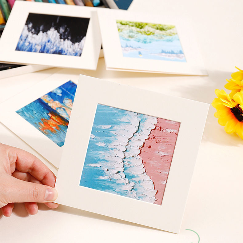 Oil pastel cardboard picture frame, square small photo frame, simple children's mounting frame, watercolor square photo frame, small picture frame Oil pastel cardboard picture frame, square small photo frame, simple children's mounting frame, watercolor square photo frame, small picture frame