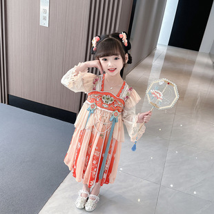 Hanfu girls autumn children's antique super fairy skirt Chinese style 2025 new spring and autumn women's ancient costume dress
