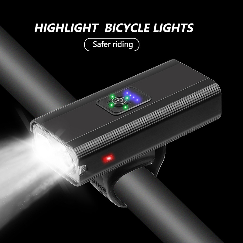 Cross-border new double T6 strong light long-range live display outdoor cycling light large-capacity bicycle USB charging headlight