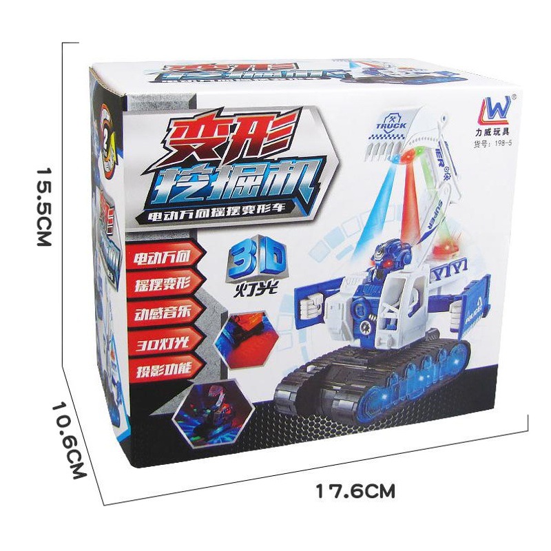 Nueva universal eléctrica deformación excavadora ingeniería vehículo modelo de iluminación música niños puesto Venta caliente juguetes al por mayor