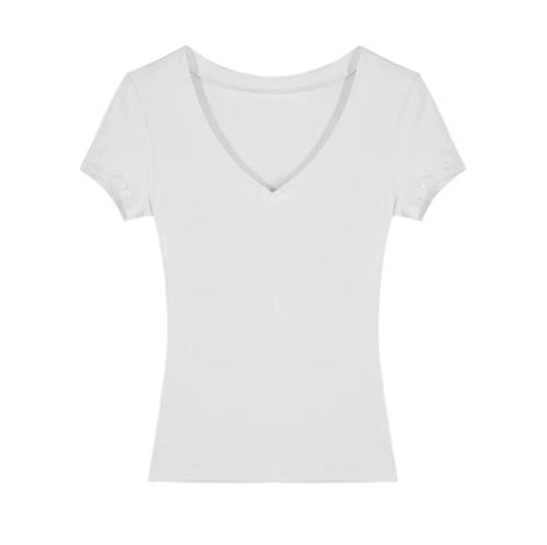 American V-neck pure desire black short-sleeved women's summer slimming hot girl niche slimming versatile top