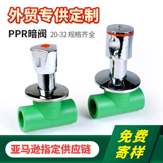 PPR水管阀门PPR暗阀4分6分暗装1寸塑料铜芯热熔开关定制暗装快开