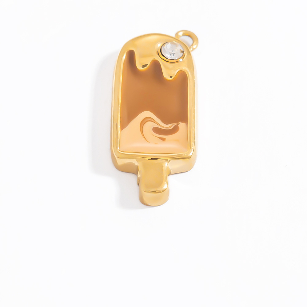 DIY Ornament Accessories Classification 1 Piece 304 Stainless Steel PVD Coated Real Gold Plated Slippers Apple Ice Cream Polished Pendant DIY Ornament Accessories