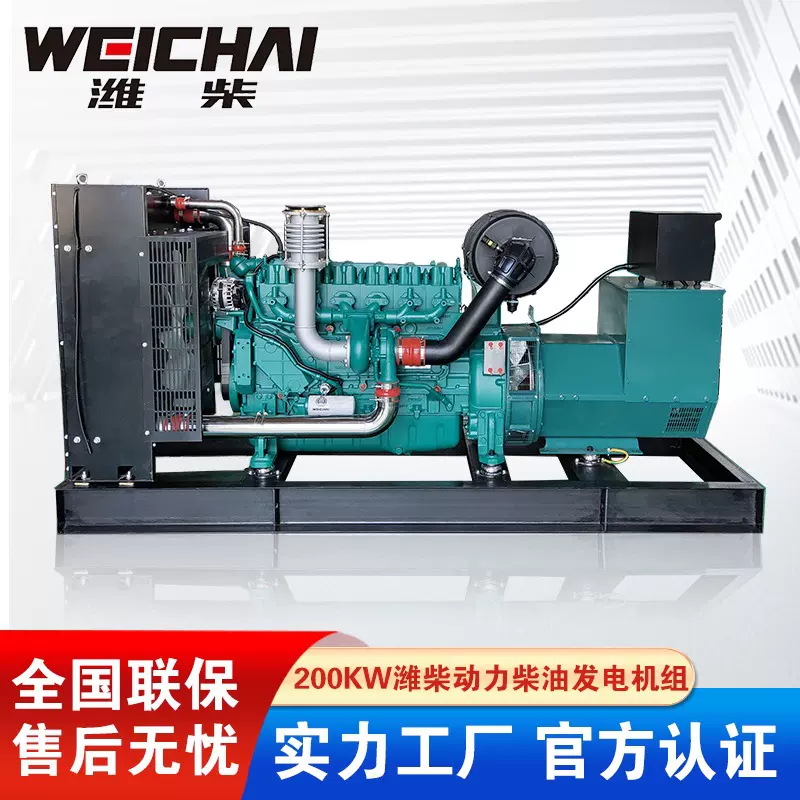 潍柴200KW柴油发电机组 养殖商业备用应急发电机 无刷全铜电机