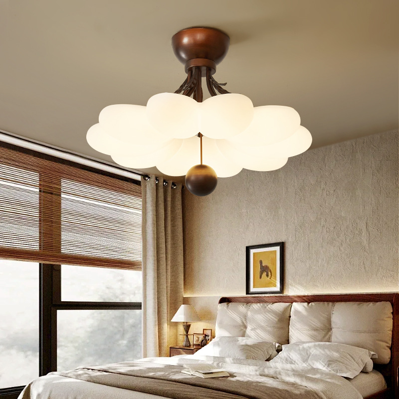 Luz de habitación de dormitorio principal de estilo crema medieval simple flor de celebridad neta habitación para niños luz de techo de protección ocular LED súper brillante