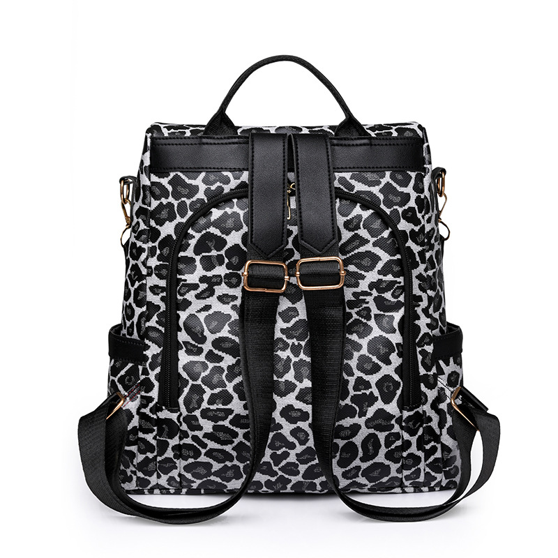 2023 invierno nuevo estilo casual damas cuero suave mochila antirrobo tendencia de moda mochila multifuncional con estampado de leopardo
