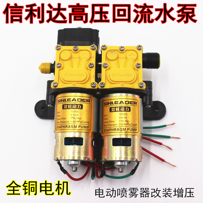 台州信利达12V双核动力水泵 农用电动喷雾器双泵高压回流