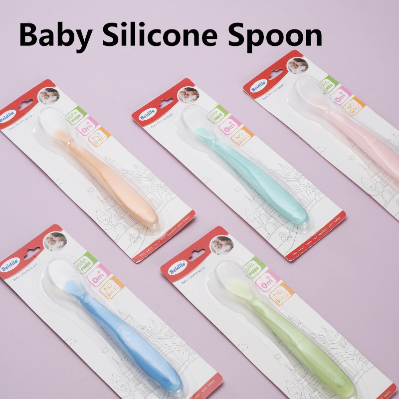 Factory Customized Baby Silicone Spoon, Baby Training Spoon, Children's Tableware, Silicone Spoon for Feeding