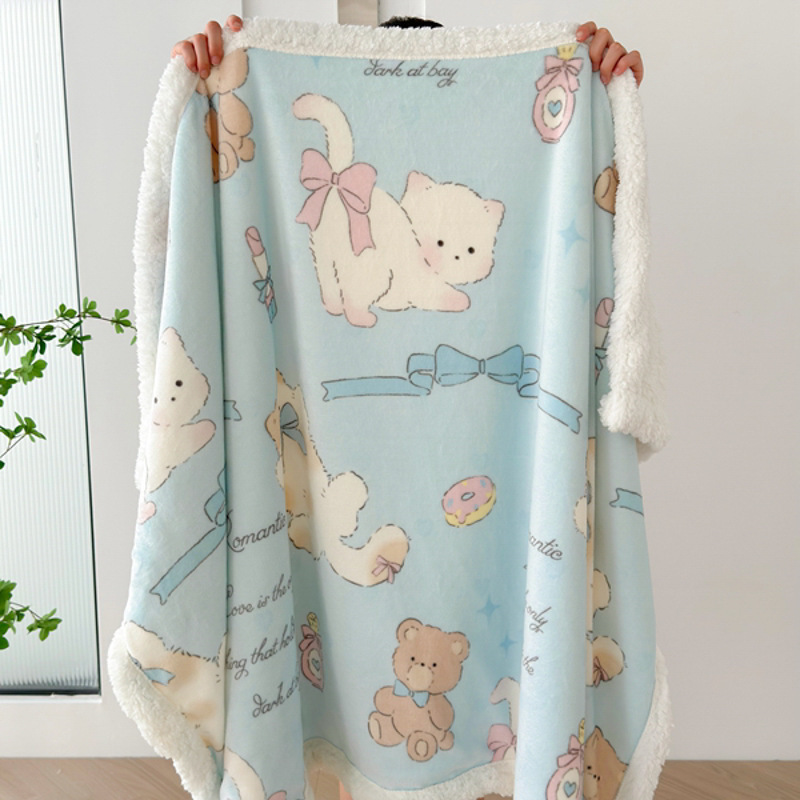 2025 New Autumn and Winter Style Small Fresh Ins Style Skin-Friendly Lamb Velvet Blanket Shawl Blanket Bedroom Office Air-Conditioning Blanket 2025 New Autumn and Winter Style Small Fresh Ins Style Skin-Friendly Lamb Velvet Blanket Shawl Blanket Bedroom Office Air-Conditioning Blanket