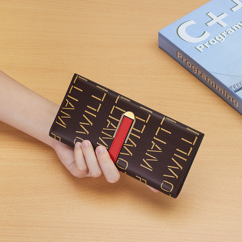 King Paul Genuine Leather Women's Wallet Long Women's 2022 New Pure First Layer Cowhide Fashion Genuine Card Bag Wholesale