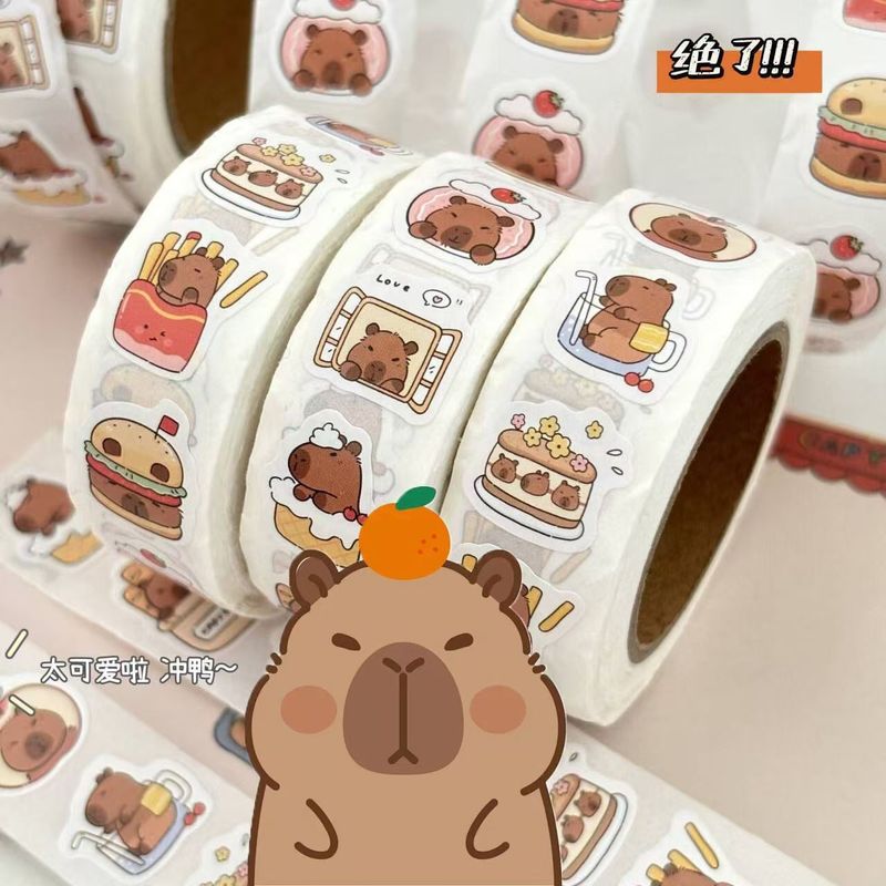 カピバラシールステッカーかわいい漫画カピバラハンドブック装飾ステッカー子供の diy ロールステッカー自己粘着ステッカー|undefined