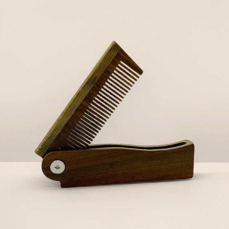 Estilo explosivo transfronterizo al por mayor peine de peluquería peine de barba de hombre portátil peine de sándalo antiestático peine plegable