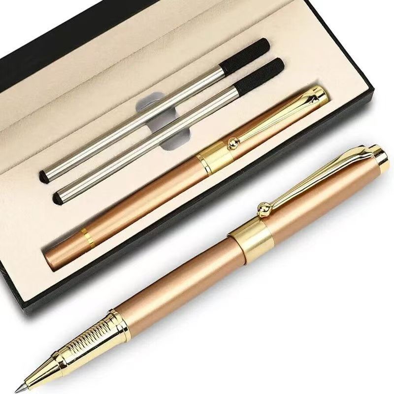Wholesale gold sign pen men and women business metal sign pen printing logo gel pen black ball pen