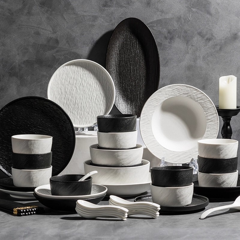Jingdezhen Ceramic Tableware Bowl and Plate Set, Simple Household Ceramic Dinnerware 2026 Bowl and Plate Set