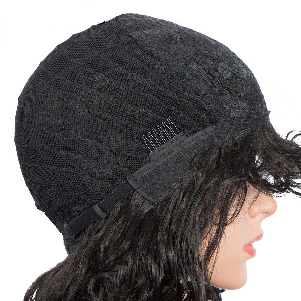 Perucas europeas y estadounidenses cabello de dama fibra química seda de alta temperatura franja 12 pulgadas rizos cortos wig