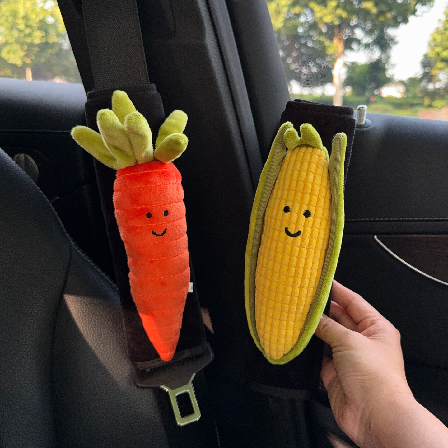 Seatbelt decoration carrot corn seatbelt shoulder pad car decoration car accessories plush toy cute