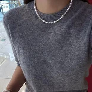 Natural Freshwater Pearl Necklace 5-5.5mm Round Almost Flawless Pure Silver Buckle Light Luxury Premium Pearl Necklace