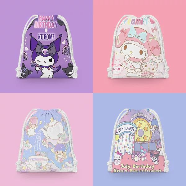Anime Family Drawstring Bag Cartoon Small Cloth Bag Student Miscellaneous Storage Bag Makeup Bag Portable Toiletry Bag