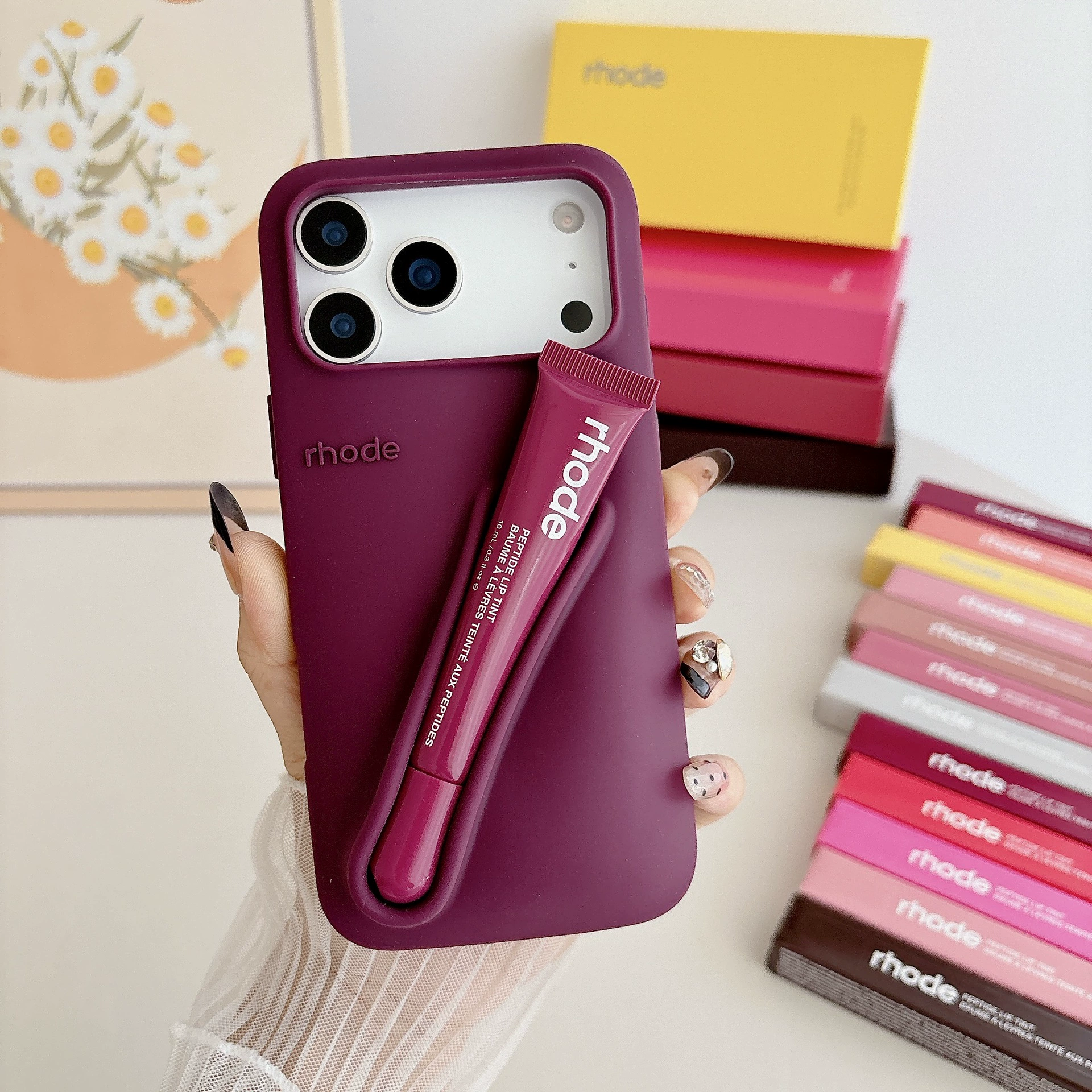 Яблоко, помада, блеск для губ, iPhone 14, трехмерный силиконовый чехол для телефона, iphone