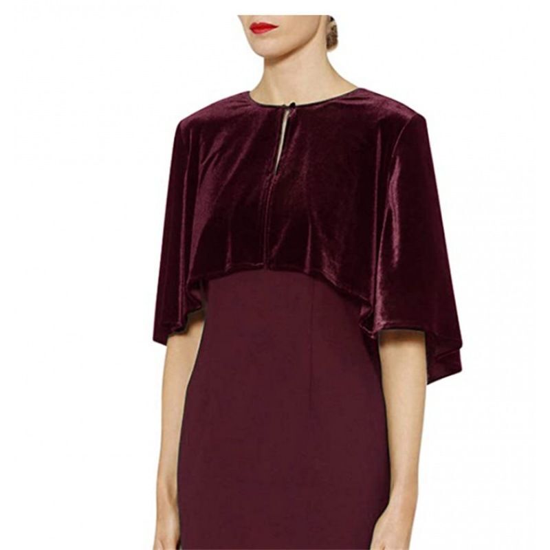 2022 foreign trade gold velvet black small cape with cheongsam skirt women's shawl short coat jacket production