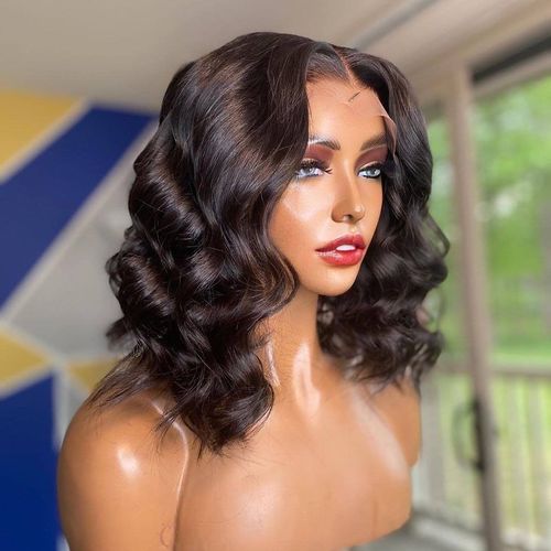 Double Drawn Natural Wave Frontal Human Hair Wig Lace Wig Headband