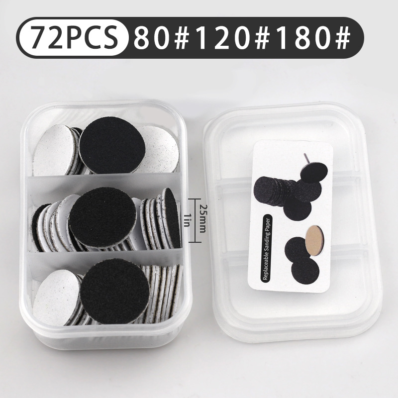 Tabletas de lijado de uñas, lijado de uñas de tres colores, lijado de pies, herramientas para quitar las plantas de los pies, 72 piezas, lijado de armaduras de eje en caja