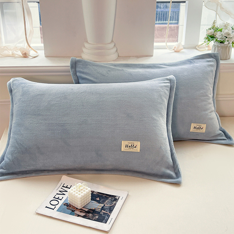 Funda de almohada de lana de leche gruesa de invierno par de 48cm x 74cm Funda de almohada de lana de coral Funda de núcleo de almohada individual 2