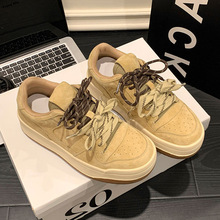 2025秋季新款真皮板鞋女厚底增高ins潮复古运动休闲鞋百搭小白鞋