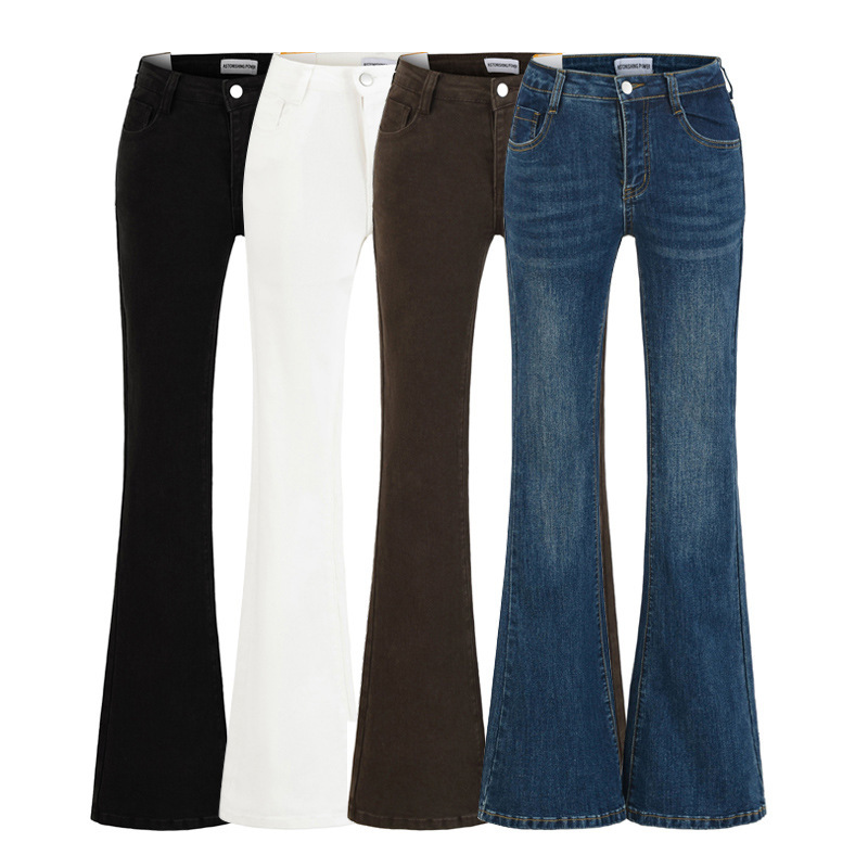 High-Waisted Slim-Fit Flared Jeans for Women with a High-End Feel, New Stretchy Bell-Bottom Pants for Autumn and Winter 2025