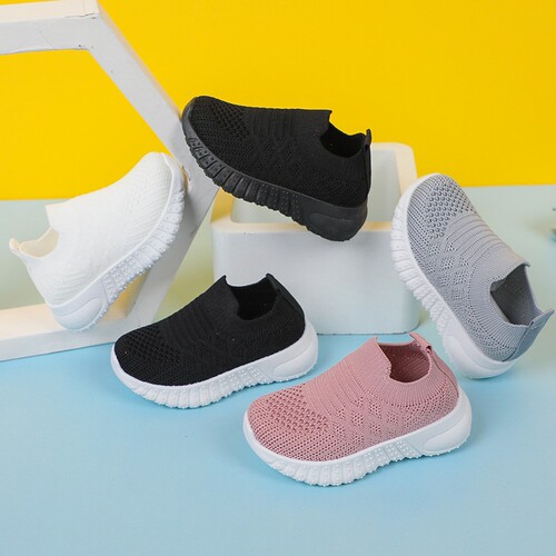 Children's sports shoes, white sneakers for boys and girls, soft sole, slip-on casual shoes, knitted mesh shoes, sizes 22-39