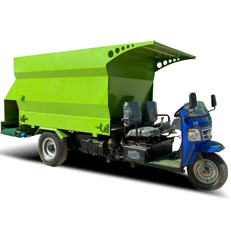 Dispensador de alimentación de cría para vacas y ovejas auto-propulsor diesel de tres ruedas distribuidor de alimentos