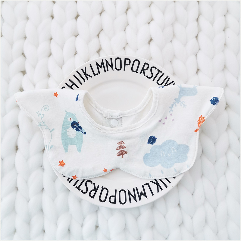 Bebé recién nacido otoño e invierno nuevo estilo flor saliva toalla algodón bebé impermeable escupir babero 360 grados rotación