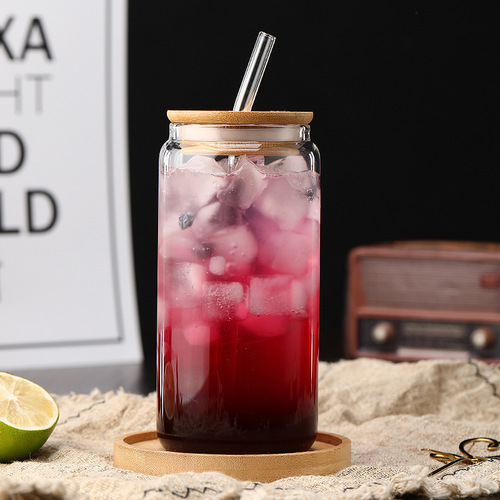 Factory wholesale: Glass straws cups with lids — high-borosilicate, heat-resistant glass cups in stylish designs, perfect for milk tea, coffee, and cola.