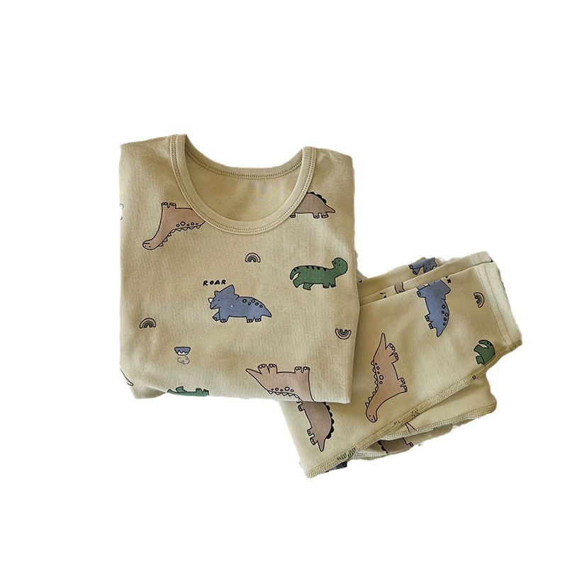 艾摩贝贝 Children's autumn cotton pijama for men and women, cartoon woolen underwear