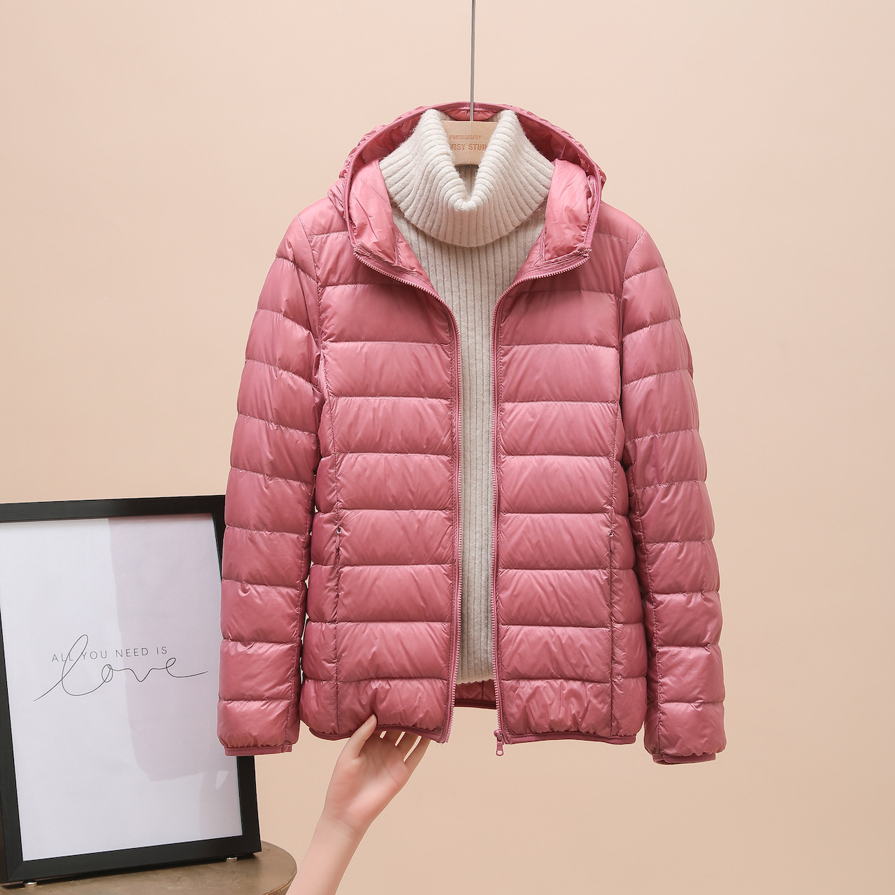 With hood, fuchsia
