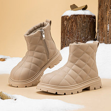 HOBIBEAR二棉皮靴童鞋公主马丁靴冬季款加绒女童中筒棉靴厂家直销