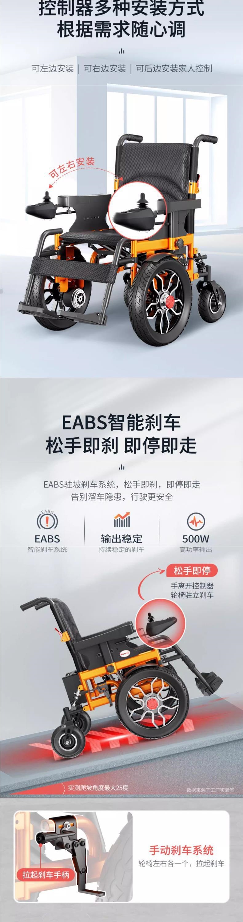 Electric Wheelchair Intelligent Fully Automatic Folding Lightweight Multi-Functional Off-Road Large-Wheel Four-Wheel Scooter for Disabled Elderly People