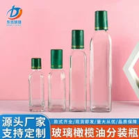 Оптовая продажа 500 мл квадратных прозрачных стеклянных бутылок для оливкового масла, герметичных бутылок для масла камелии, пустых бутылок для масла и уксуса.