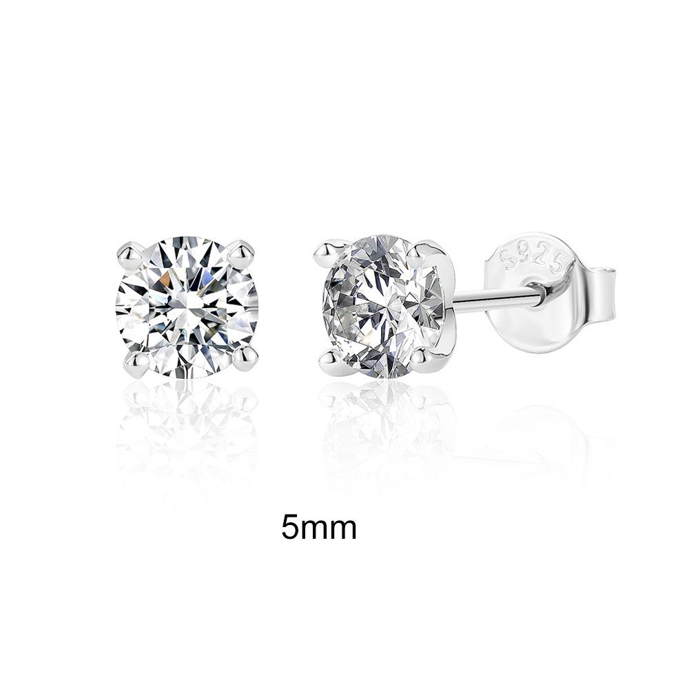 Women'S Gender 1 Pair 925 Sterling Silver Zircon Geometric Ear Studs
