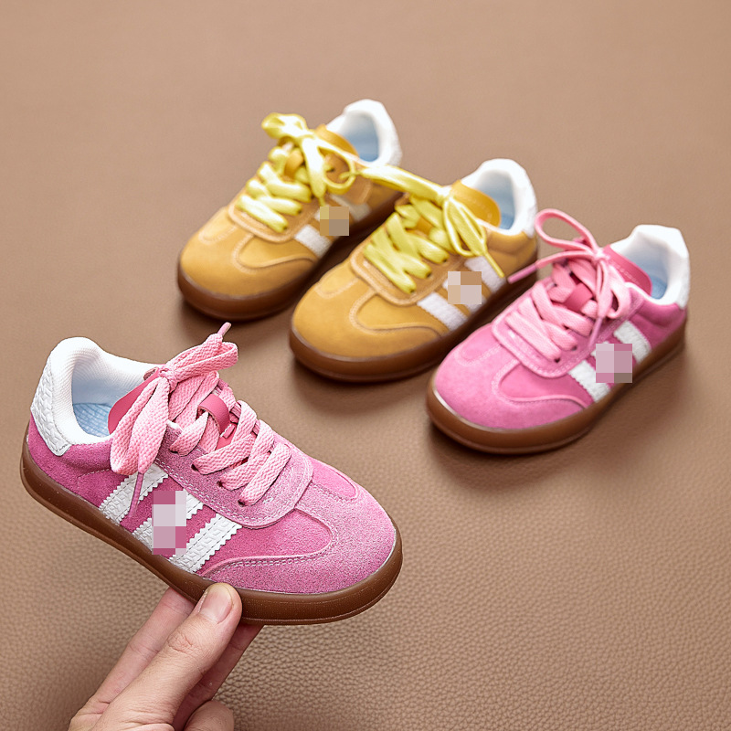 Children's Training Shoes for Girls, 2026 Spring and Autumn New Model, Three-Stripe Boys' Sports Casual Sneakers, Genuine Leather Forrest Gump Shoes, Trendy