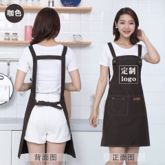 新型エプロンカスタムロゴ印字生地ウエストレストラン出勤かわいい女性通気作業服男性キャンバス