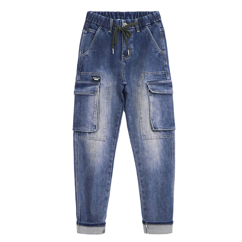 Spring/Summer New Casual Work Wear Jeans Men's Loose Elastic Waist Small Feet Pants_voghion.com