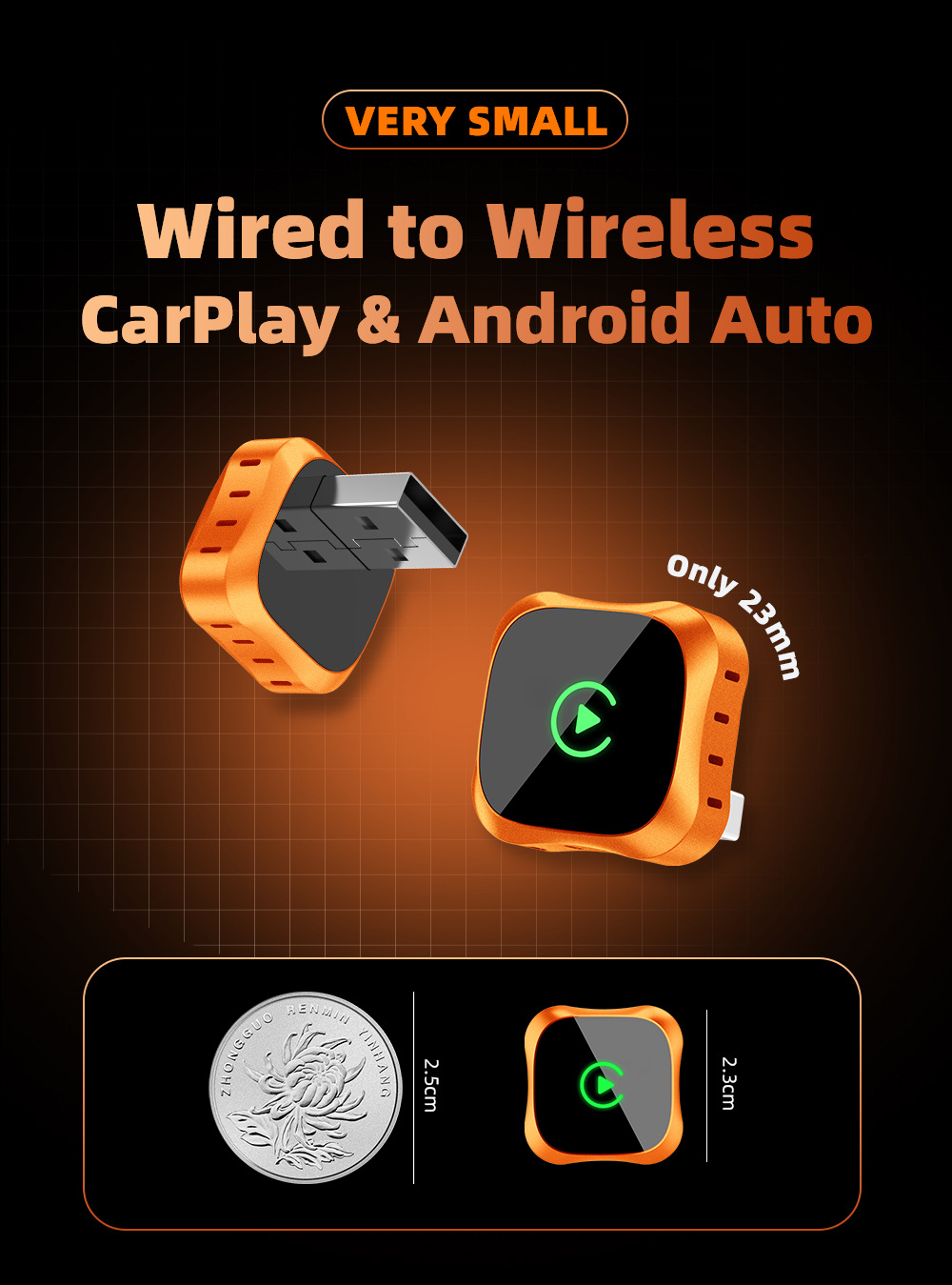 Upgrade your car's wired system with this 2-in-1 wireless CarPlay adapter, making in-car connectivity a breeze