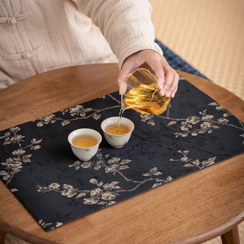 国風茶席の軽い豪華な中国式の錦織のバラのベゴニアのお茶の旗のお茶の杯のマットの断熱のマットの茶道のお茶のテーブルの布|undefined