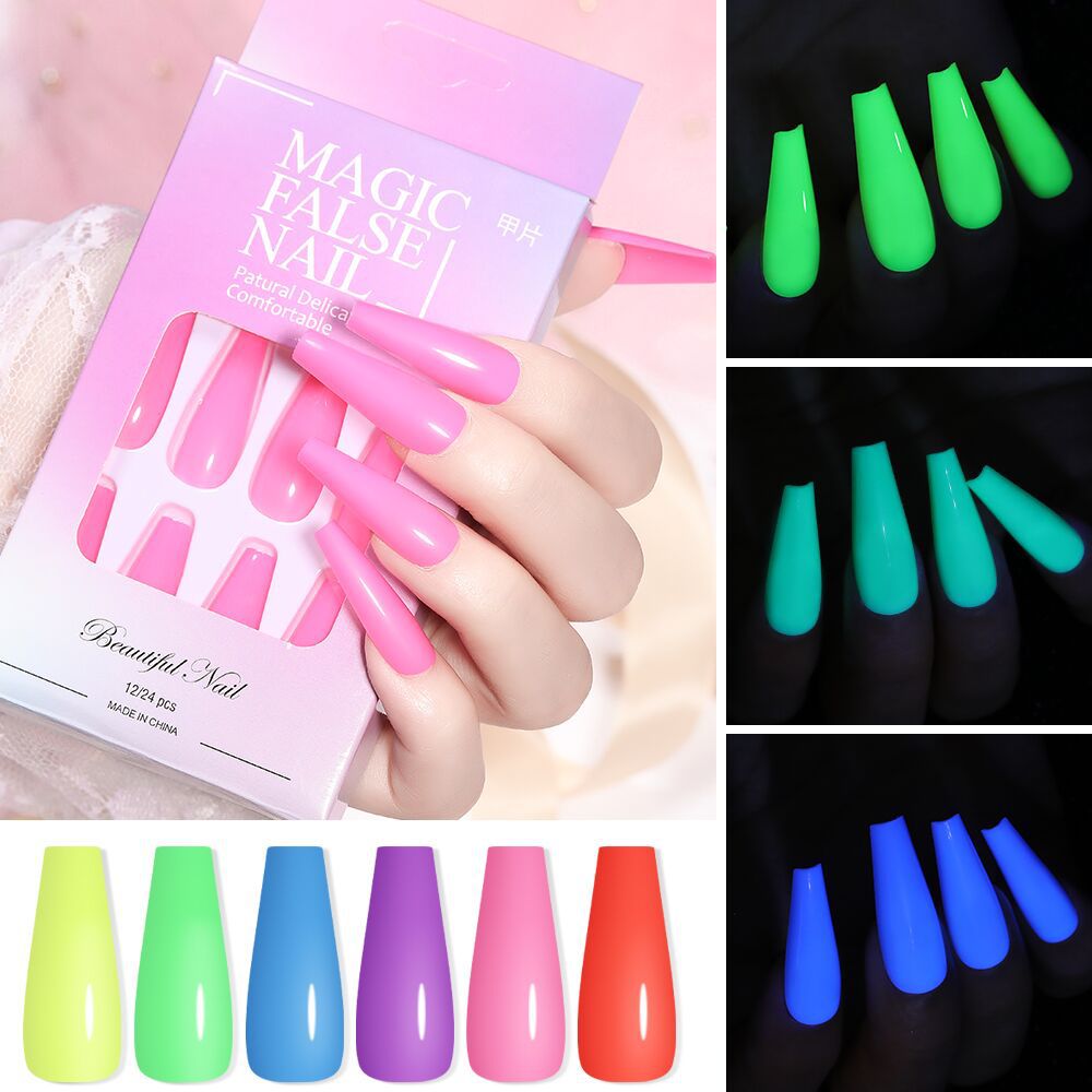 Long solid color nail stickers