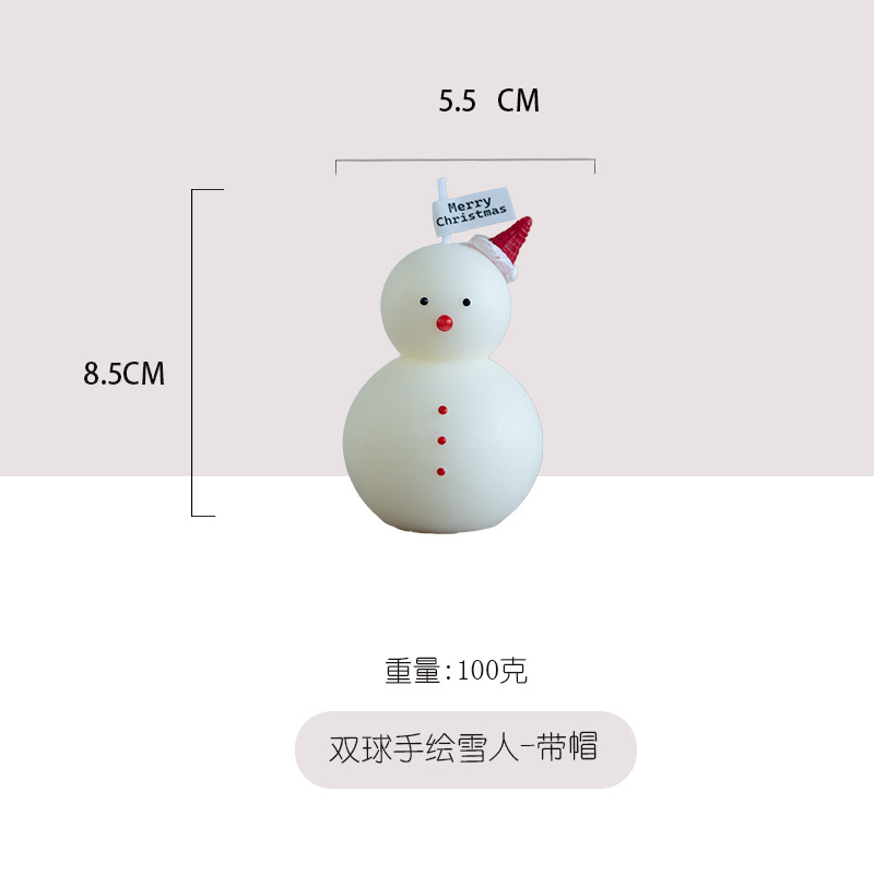 Bola doble muñeco de nieve pintado a mano con sombrero