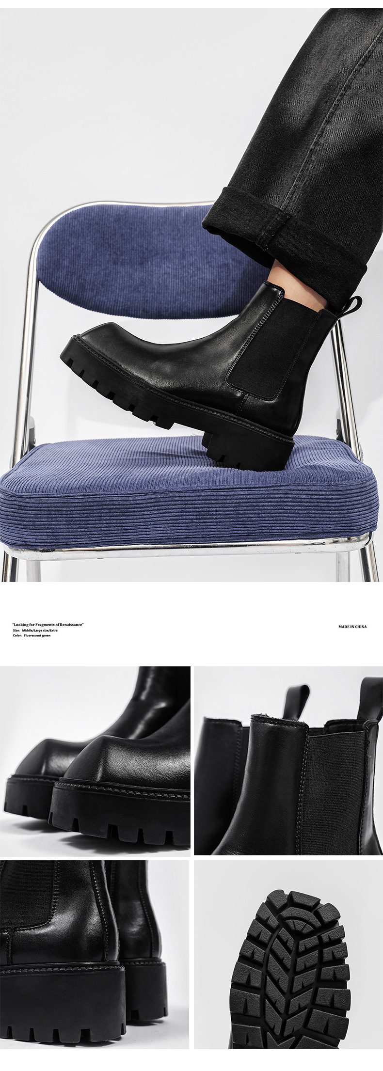 Herren Plateau Stiefel Mit Eckiger Kappe Im Minimalist Design_voghion.com